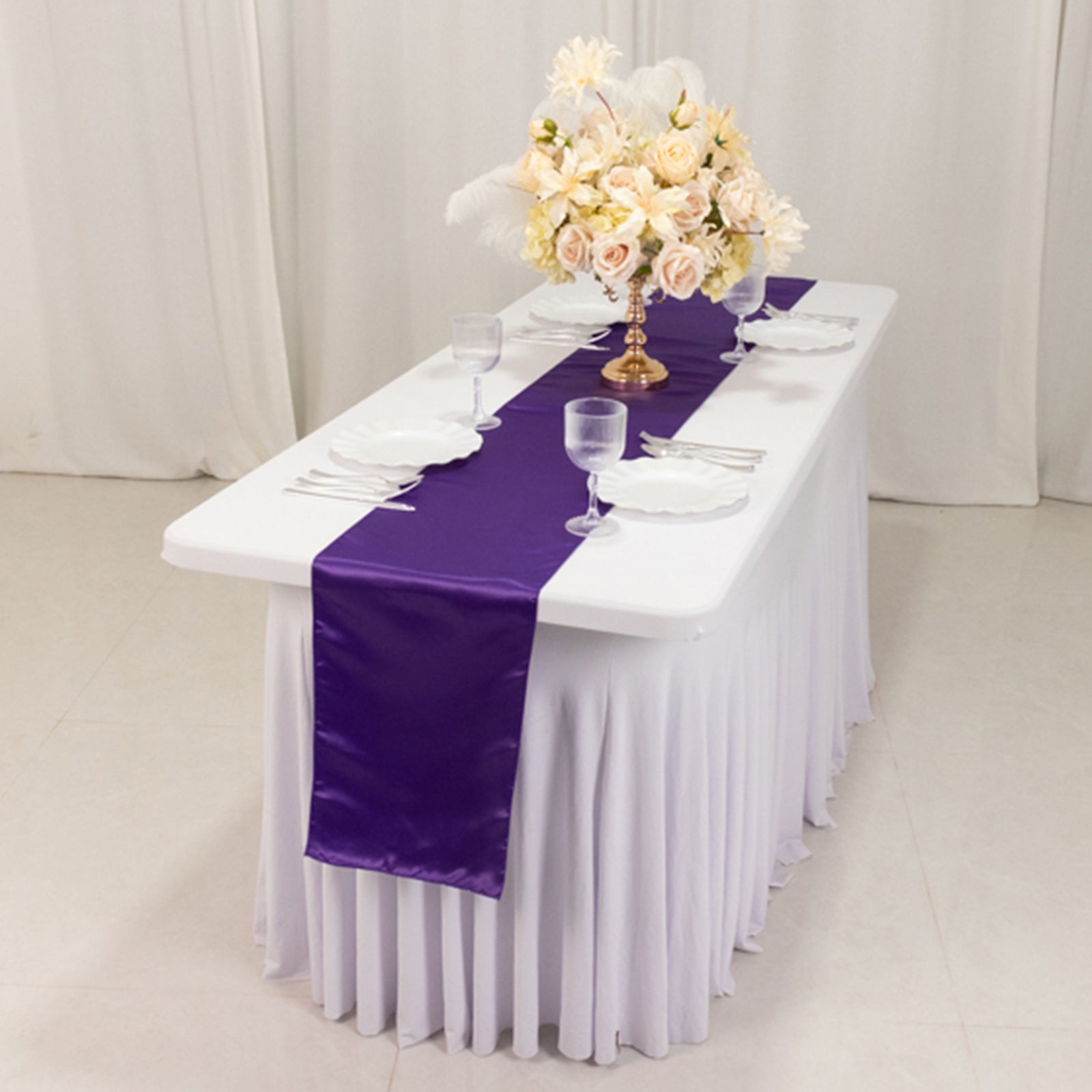 Lamour Satin 12"x108" Table Runner Purple - Smooth & Lustrous Finish
