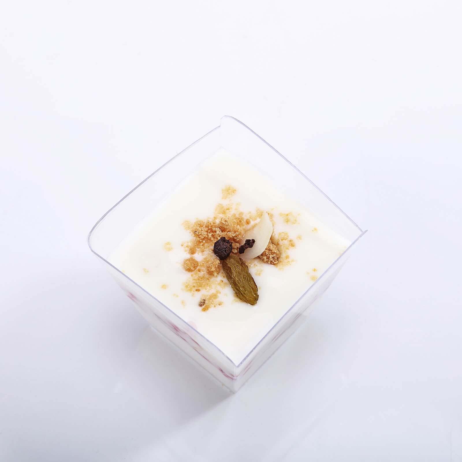 12 Pack 3oz Clear Square Plastic Dessert Cups, Disposable Snack Cups