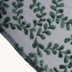 Sequin Tulle 20"x20" Napkin Hunter Emerald Green - Embroidered Leaf Vine Dinner Napkins