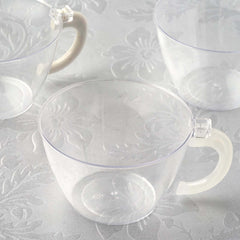 12-Pack Plastic Coffee Tea Cups Hard Disposable with Handle - Sturdy Cups for Hot Beverages 6oz