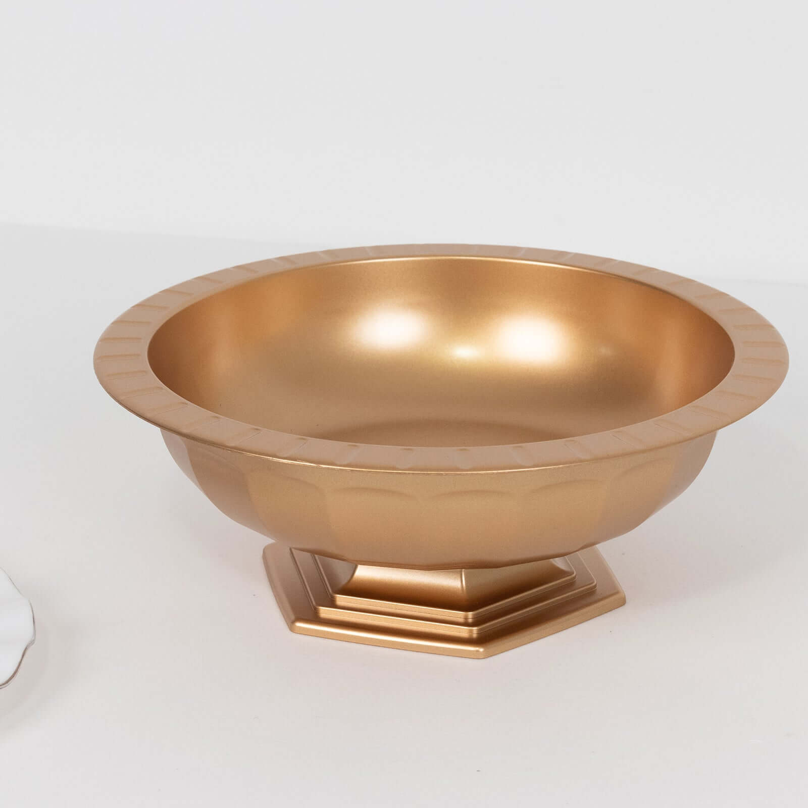 3-Pack Plastic Footed Compote Bowl Flower Vases Roman Style Gold - Round Decorative Pedestal Table Centerpieces 10"