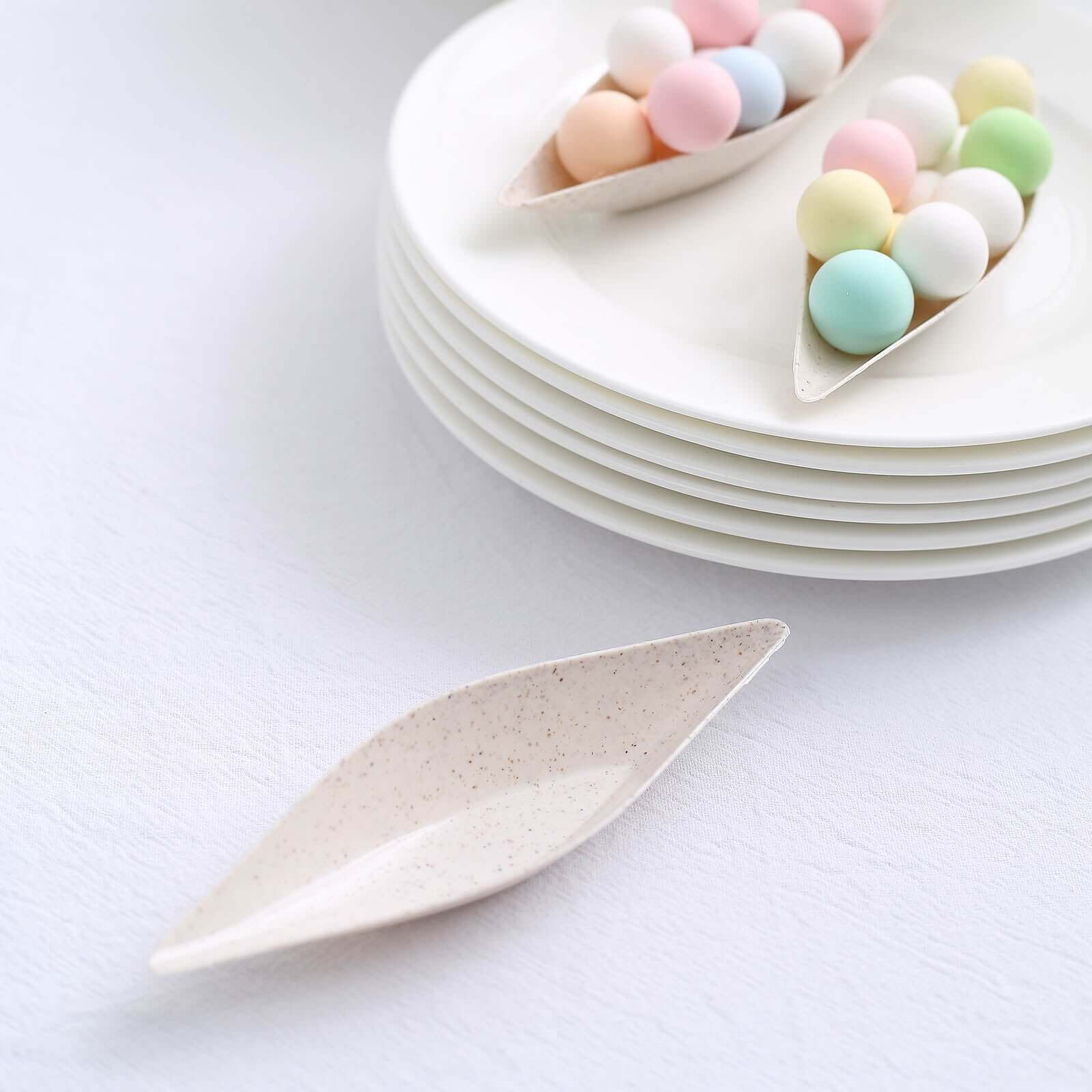 24-Pack Mini Wheat Straw Fiber Snack Plates Boat Shaped Biodegradable - Great for Desserts 5"