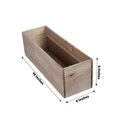 Natural Wood Planter Rectangular Box 18"x6"- Durable Decor with Removable Plastic Liner for Table Displays