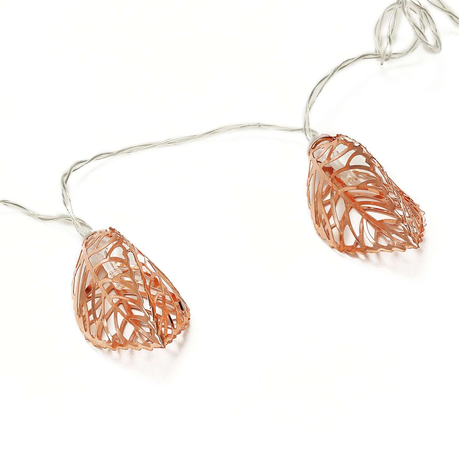 10 LED Fairy String Light Garland Rose Gold Leaves Design Warm White - Battery Operated Party Lights 5ft