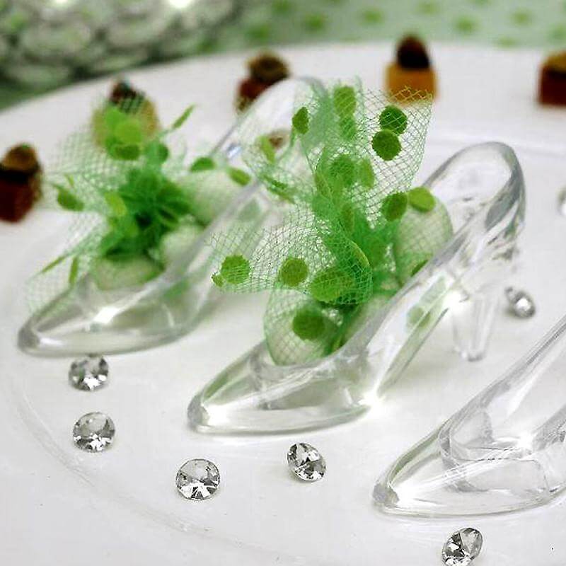 12 Pack 3" Clear Cinderella Princess Slippers Party Decor Gift Favor, Candy Container Treats Display