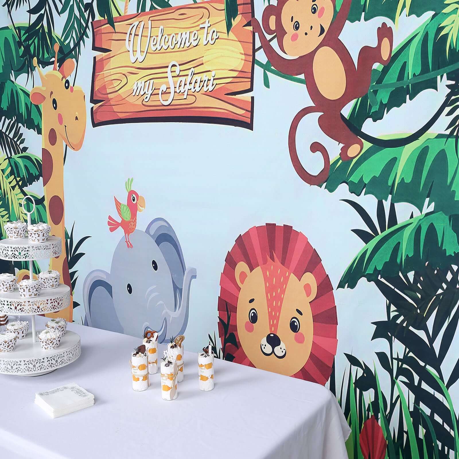 8ftx8ft Jungle Animal "Welcome To My Safari" Vinyl Photo Backdrop