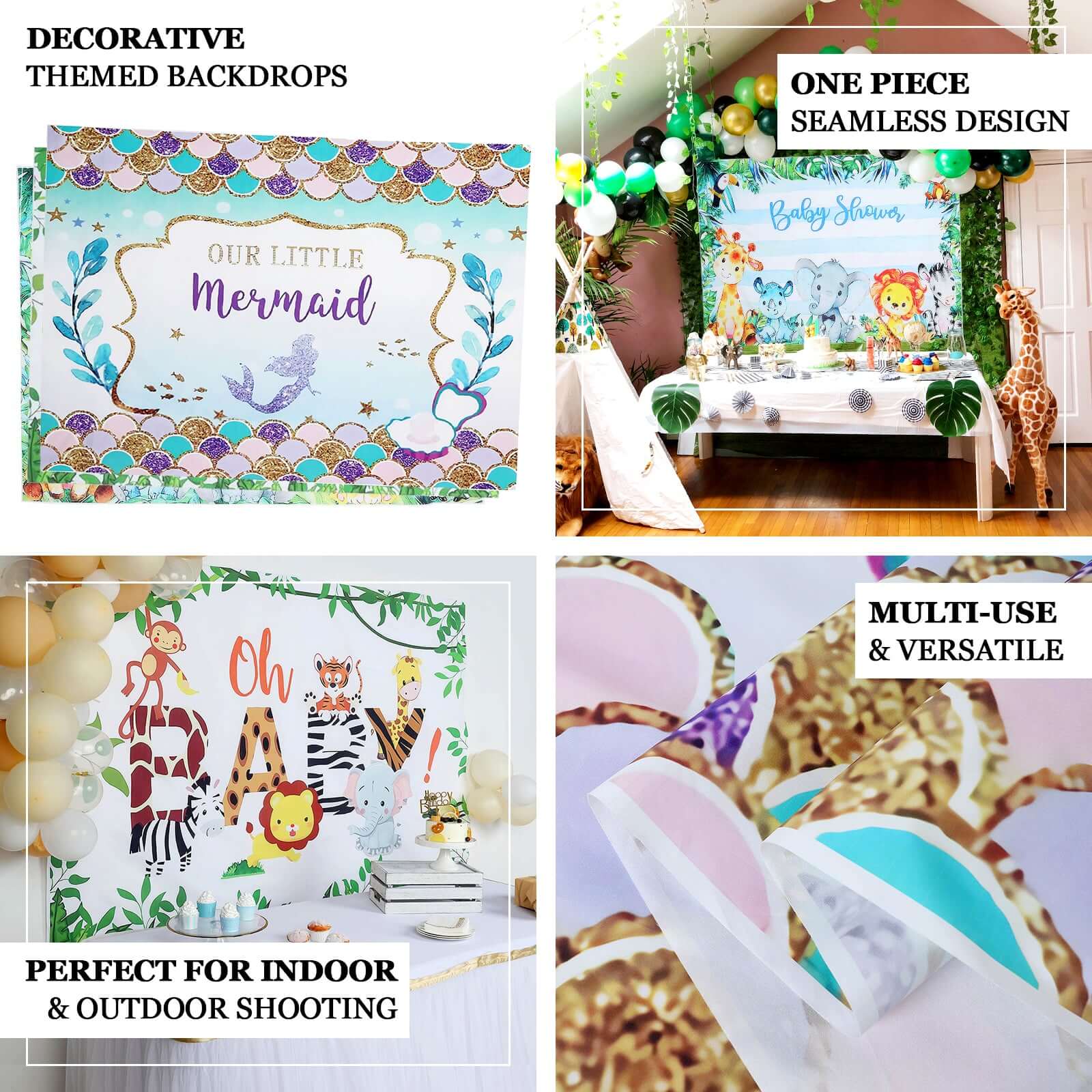5ftx7ft "Our Little Mermaid" Print Vinyl Photo Shoot Backdrop