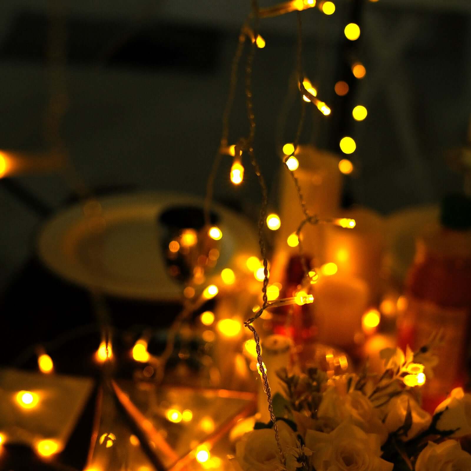 5ftx8ft Warm White 192 LED Icicle Curtain Fairy String Lights with 8 Modes