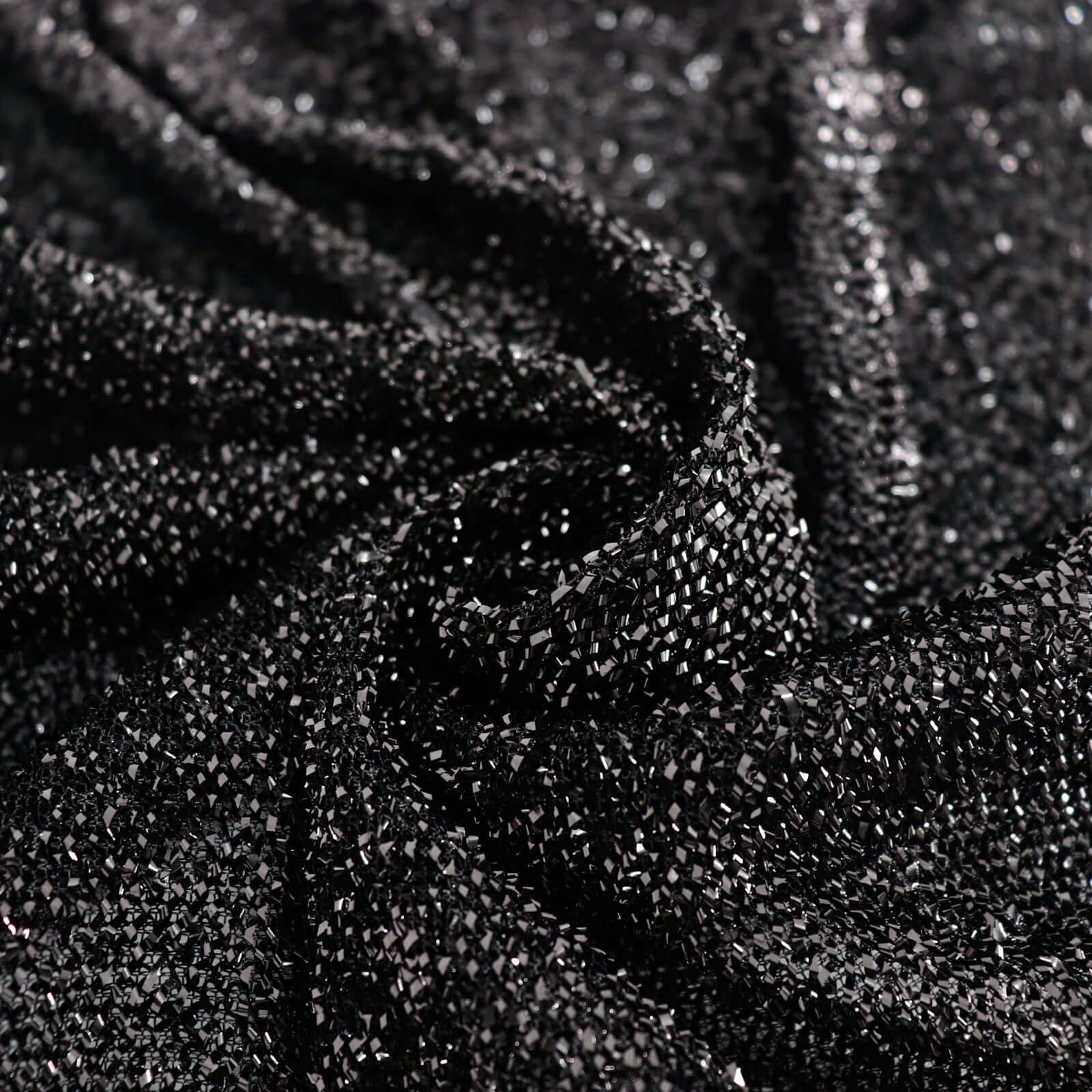 Spandex 17ft Table Skirt Black Pleated Metallic Shimmer Tinsel with Top Velcro Strip Table Cover