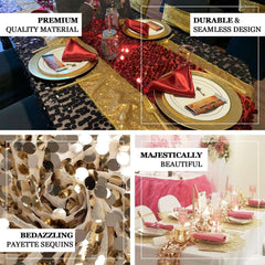 Big Payette Sequin 13"x108" Table Runner Gold - Dazzling Event Decoration