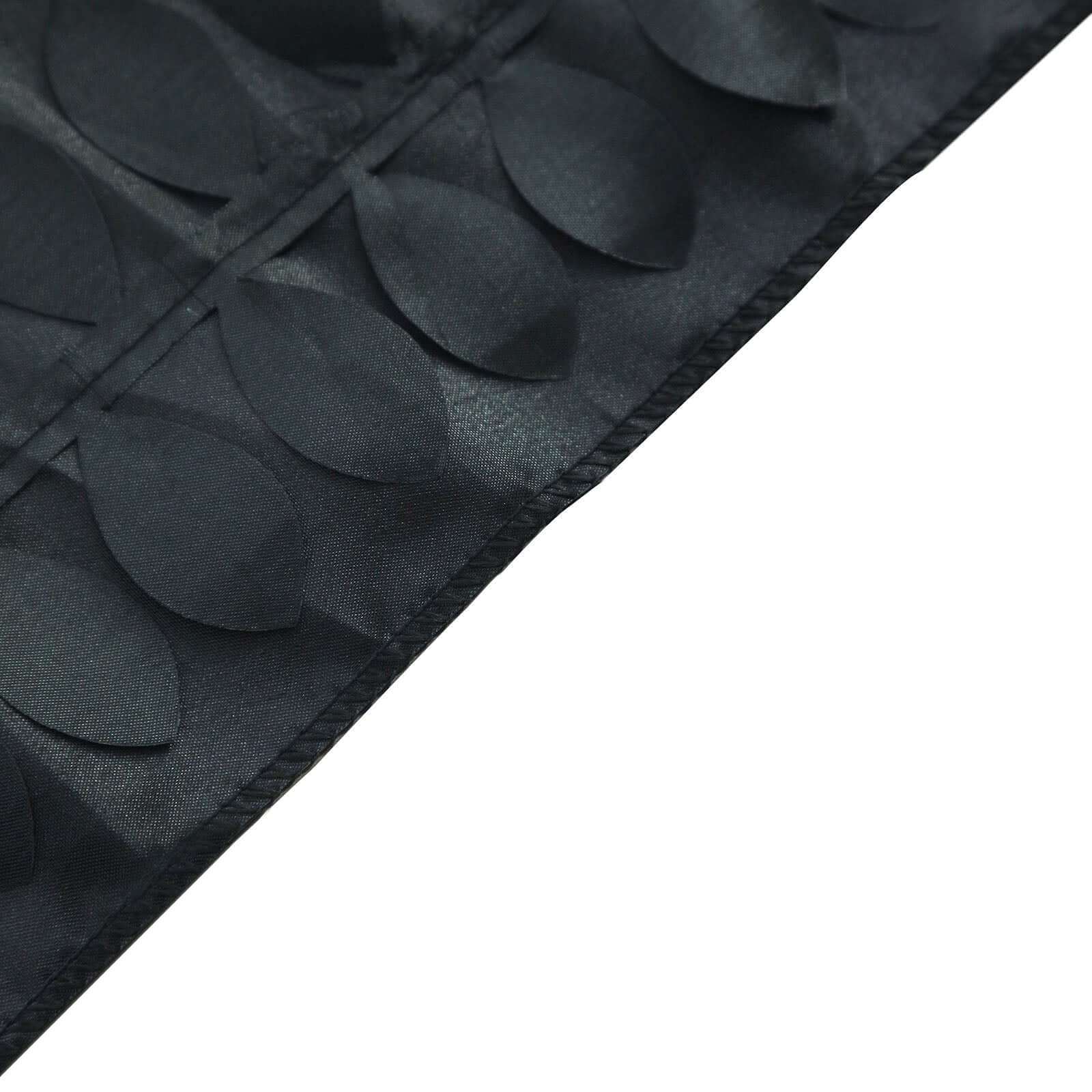 Taffeta Fabric 12"x108" Table Runner Black - 3D Leaf Petal Design