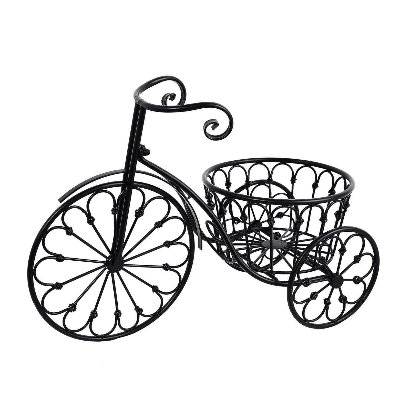 Tricycle Planter Basket Black Decorative Design - Metal Indoor/Outdoor Plant Stand 22"