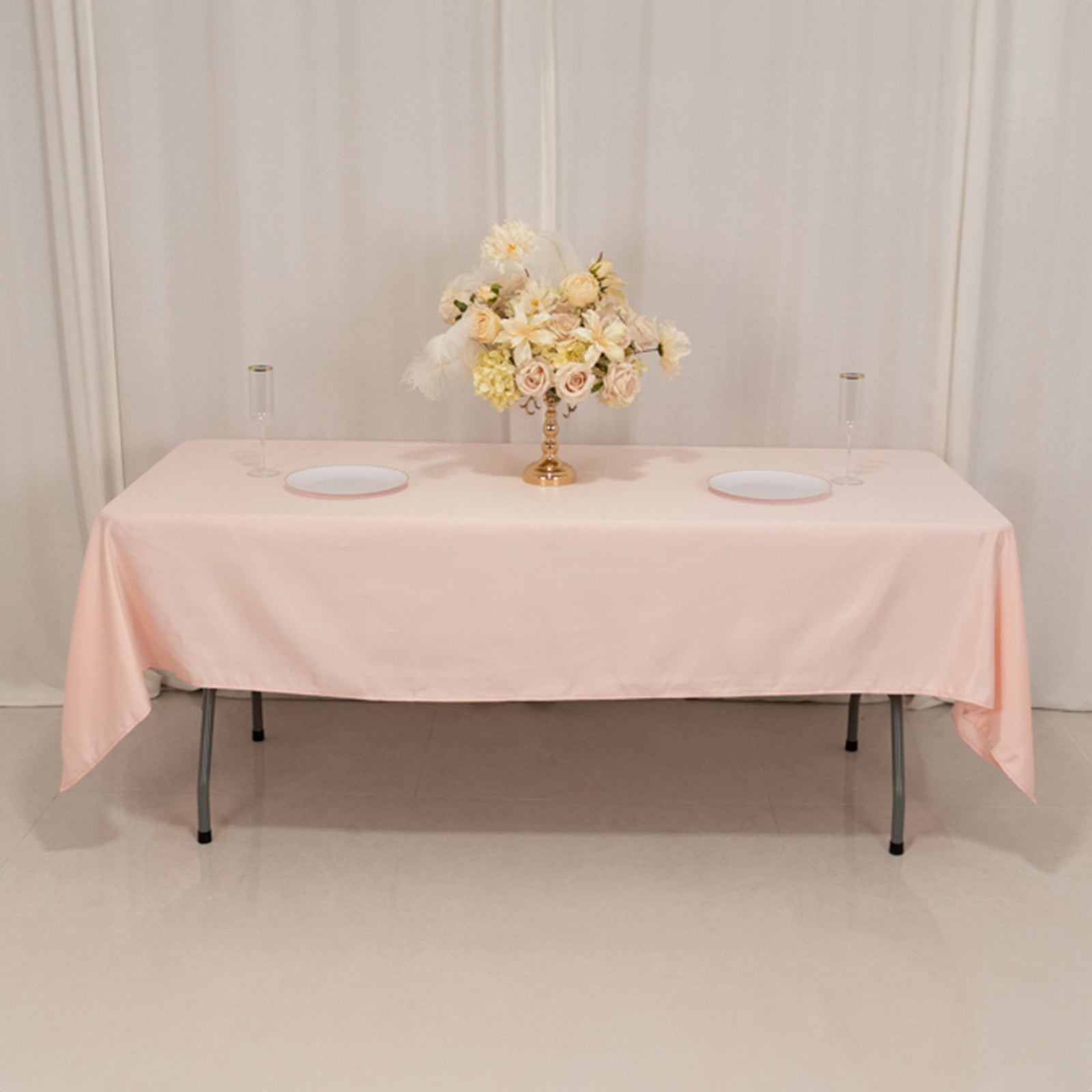 Lamour Satin 60"x102" Rectangle Tablecloth Blush - Durable & Silky Soft Feel Table Cover