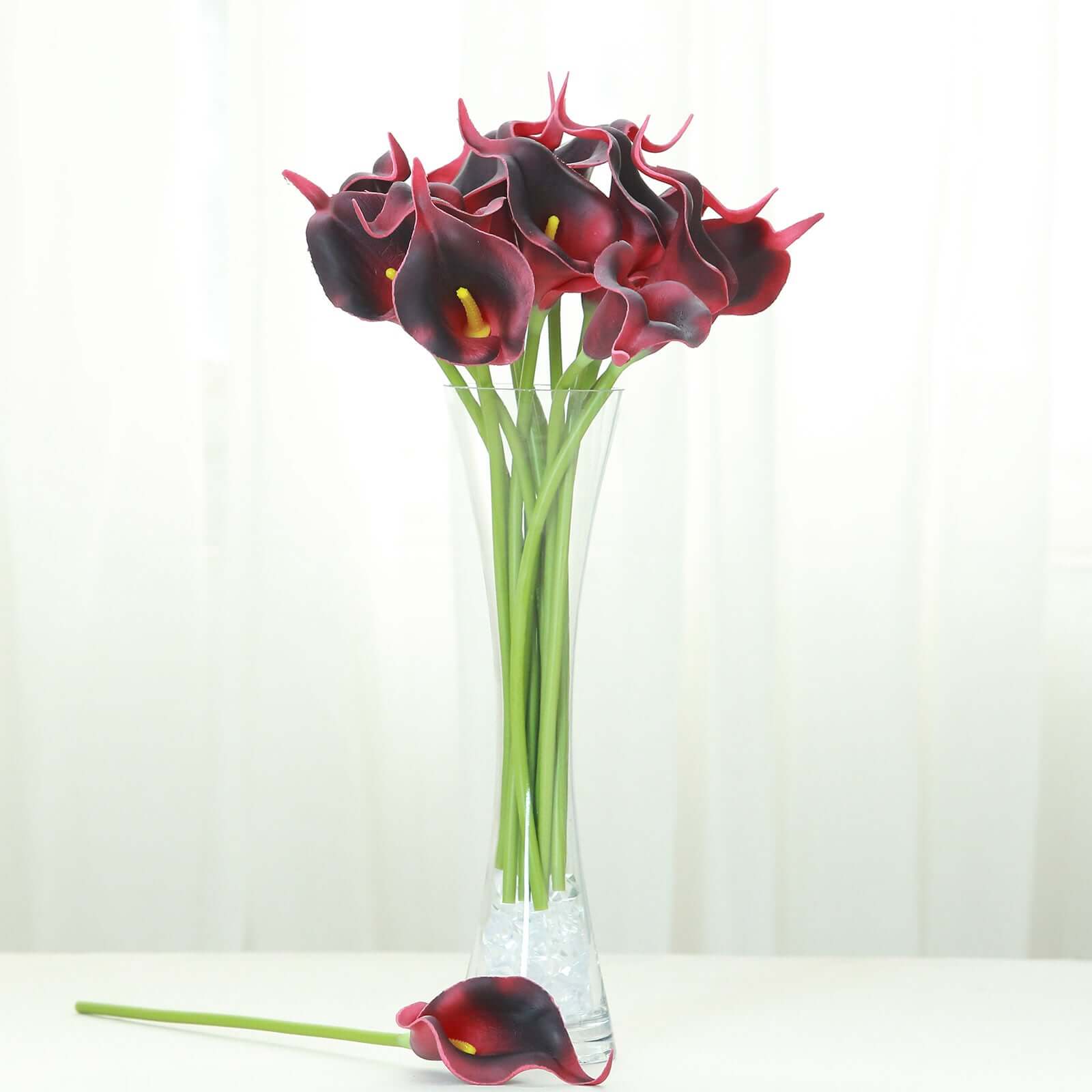20 Stems 14" Burgundy Artificial Poly Foam Calla Lily Flowers