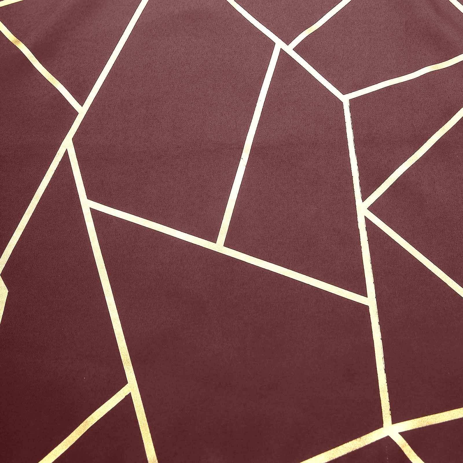 5 Pack Modern Burgundy and Geometric Gold Cloth Dinner Napkins 20"x20"