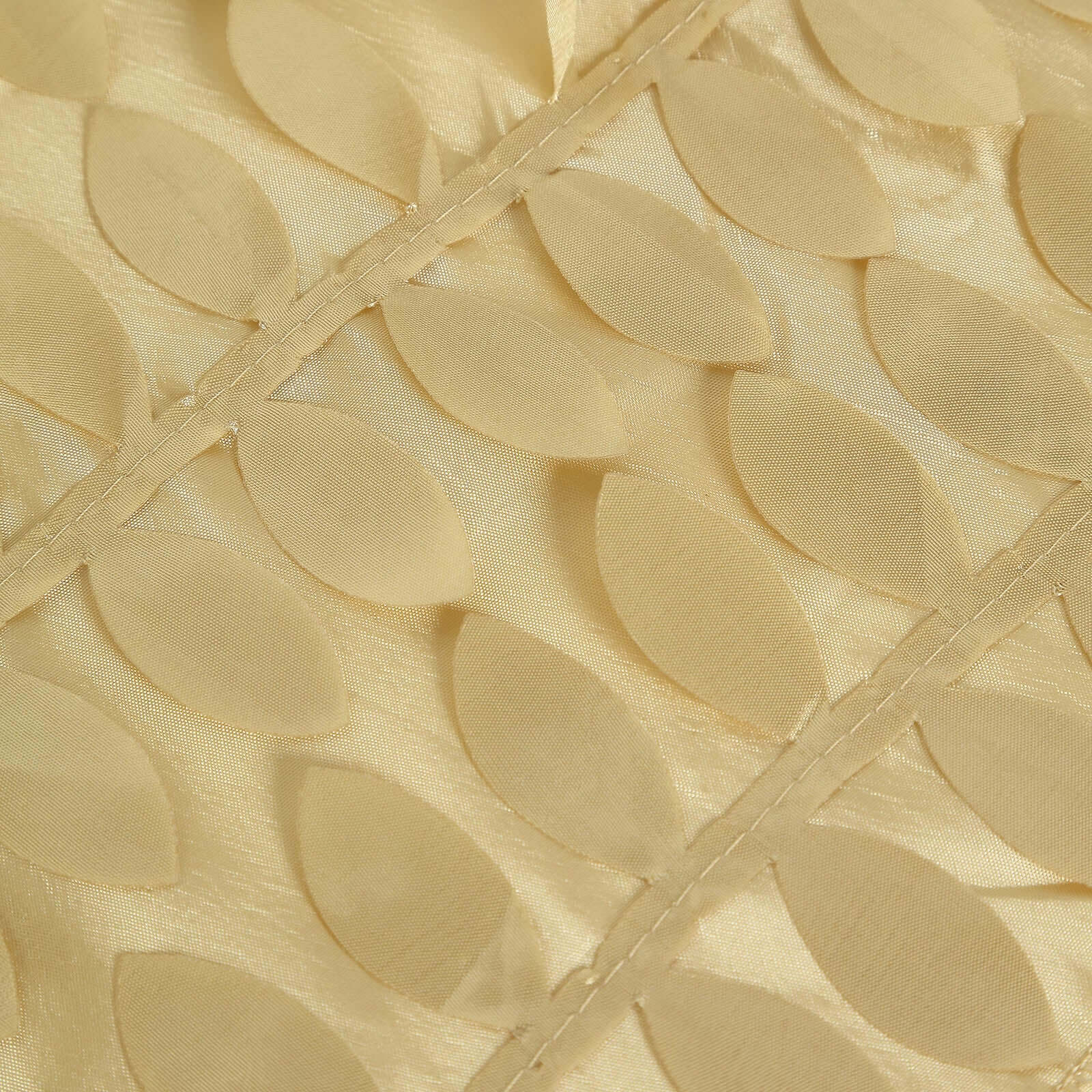 Taffeta 90"x132" Rectangle Tablecloth Champagne | 3D Leaf Petal Design Seamless Table Cover