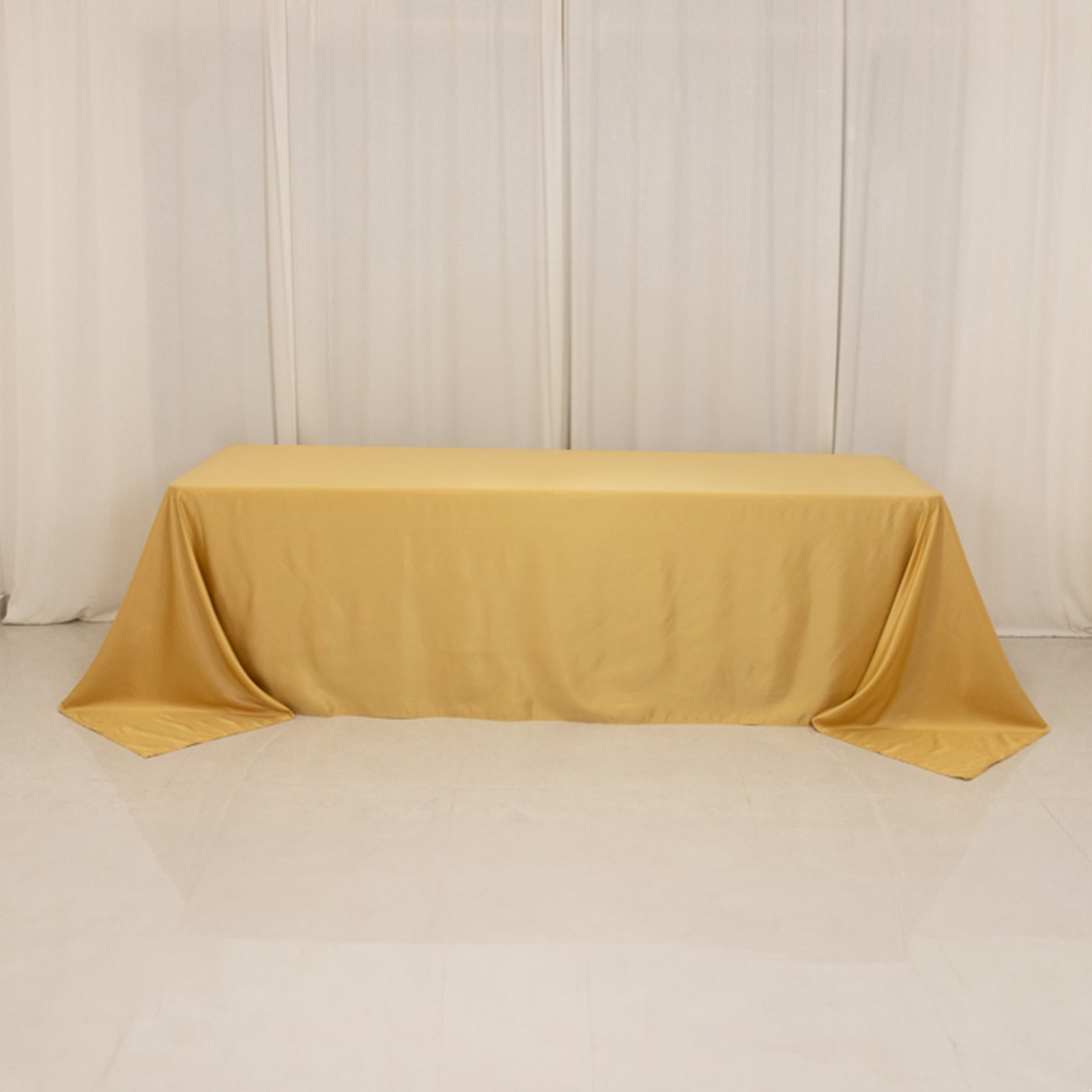 Lamour Satin 90"x156" Rectangle Tablecloth Champagne - Luxurious, Soft Seamless Table Cover