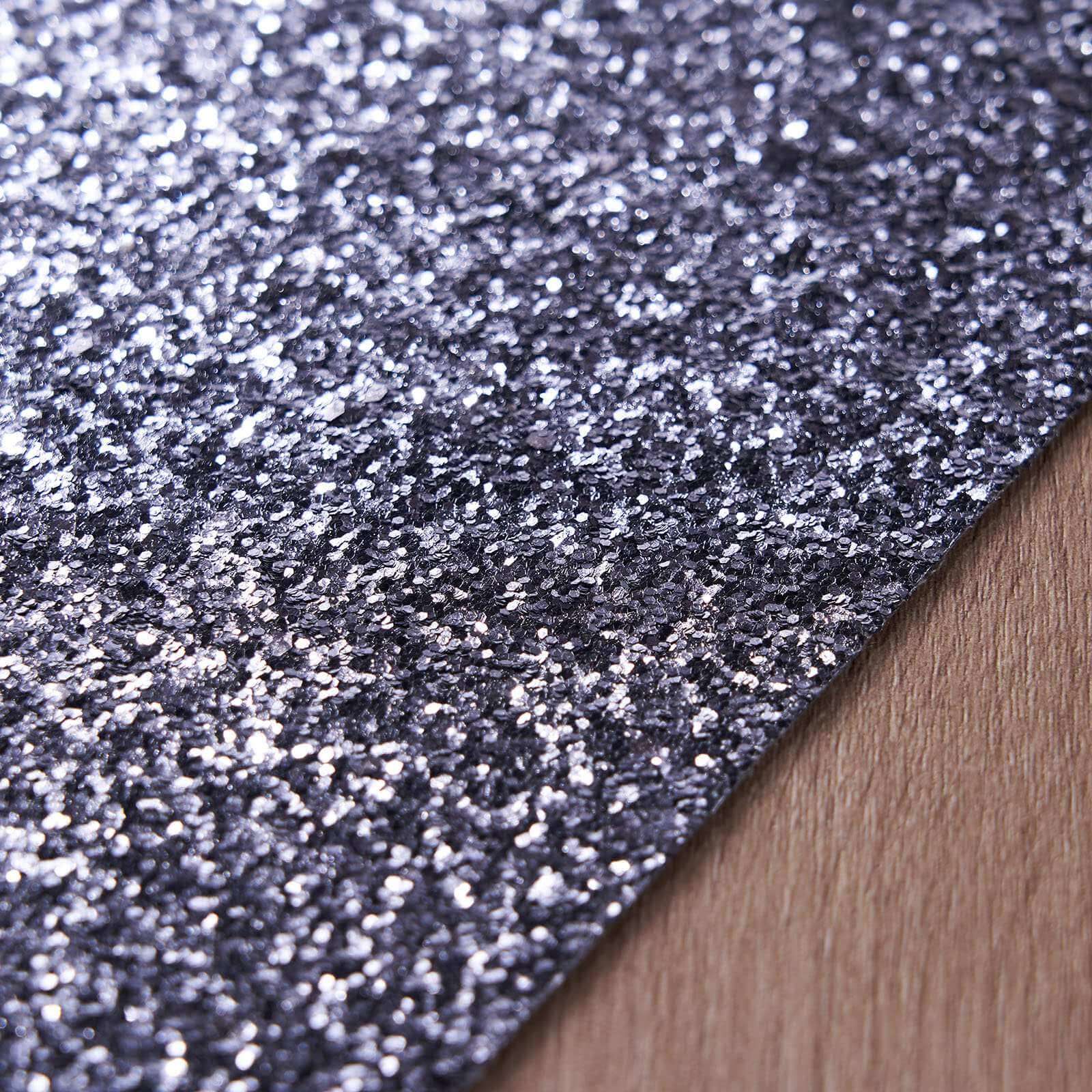 6-Pack Placemats Glitter Design Charcoal Gray Sparkle Rectangle - Non-Slip Decorative Dining Table Mats 12"x18"