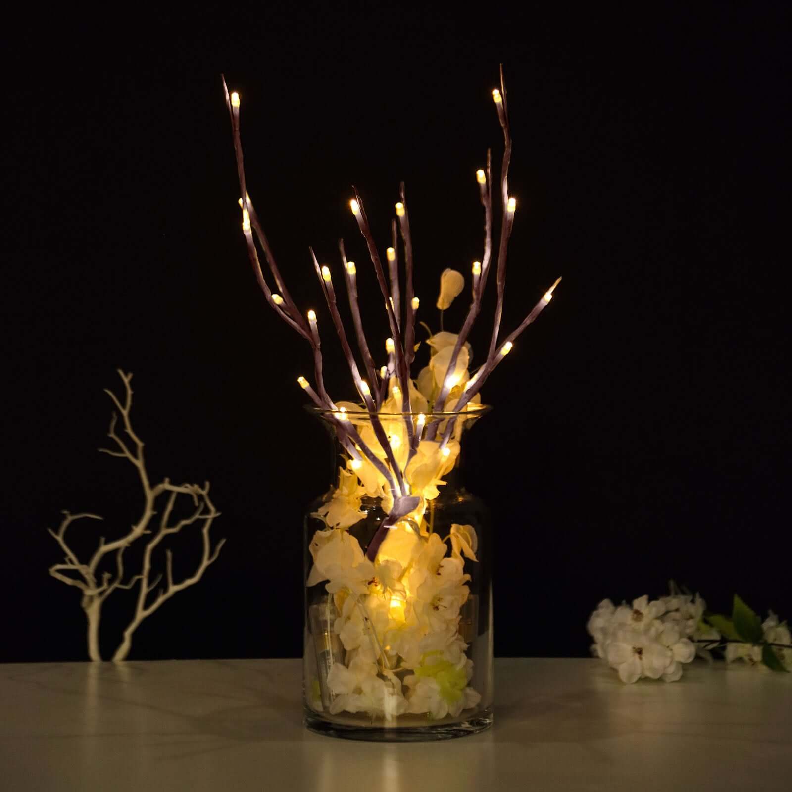 3-Pack LED Twig Lights Brown Tree Design - Artificial Warm White Lighted Branches with 60 Bulbs 28.5"