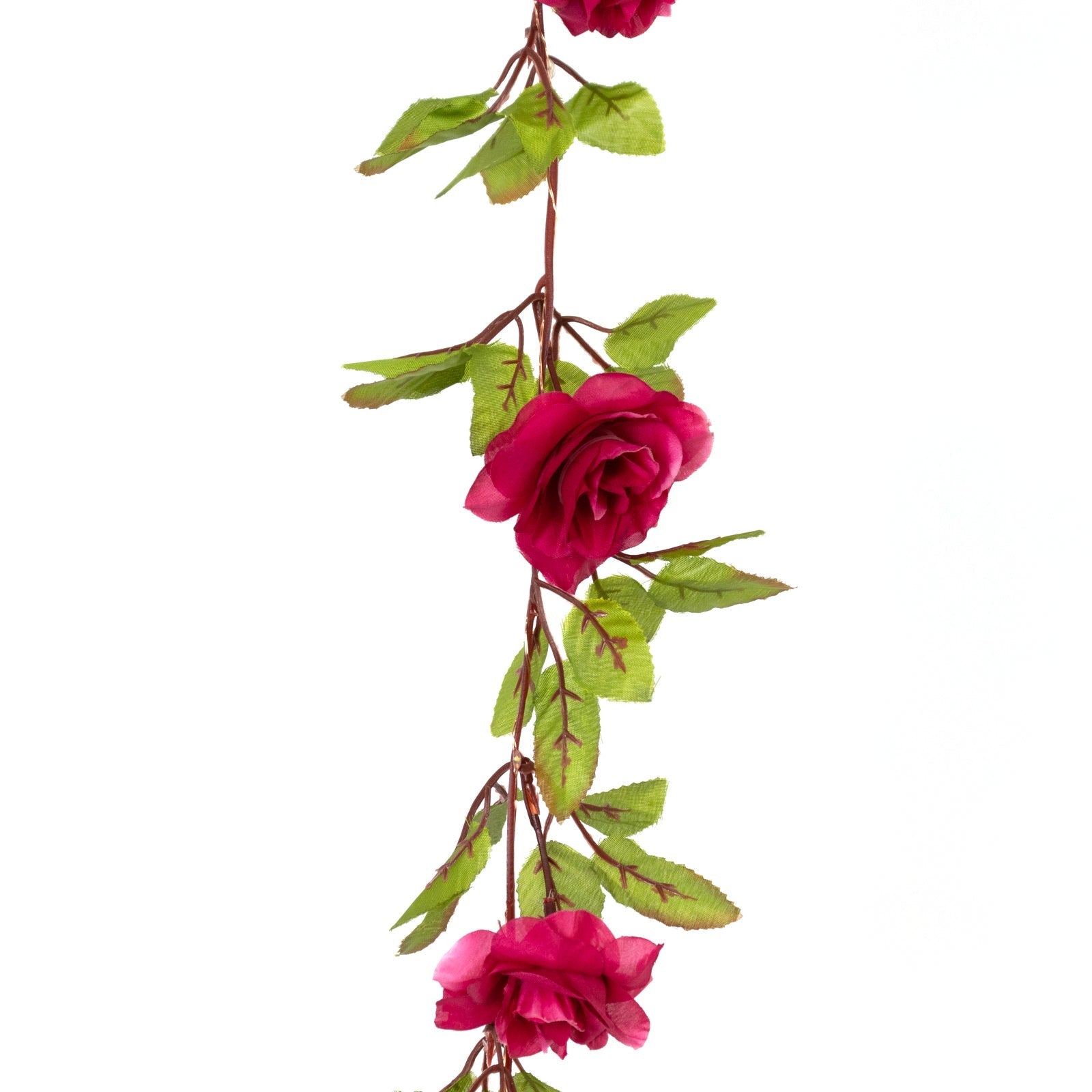 7ft 20 LED Red Silk Rose Flower Garland Vine String Lights, Warm White Battery Operated