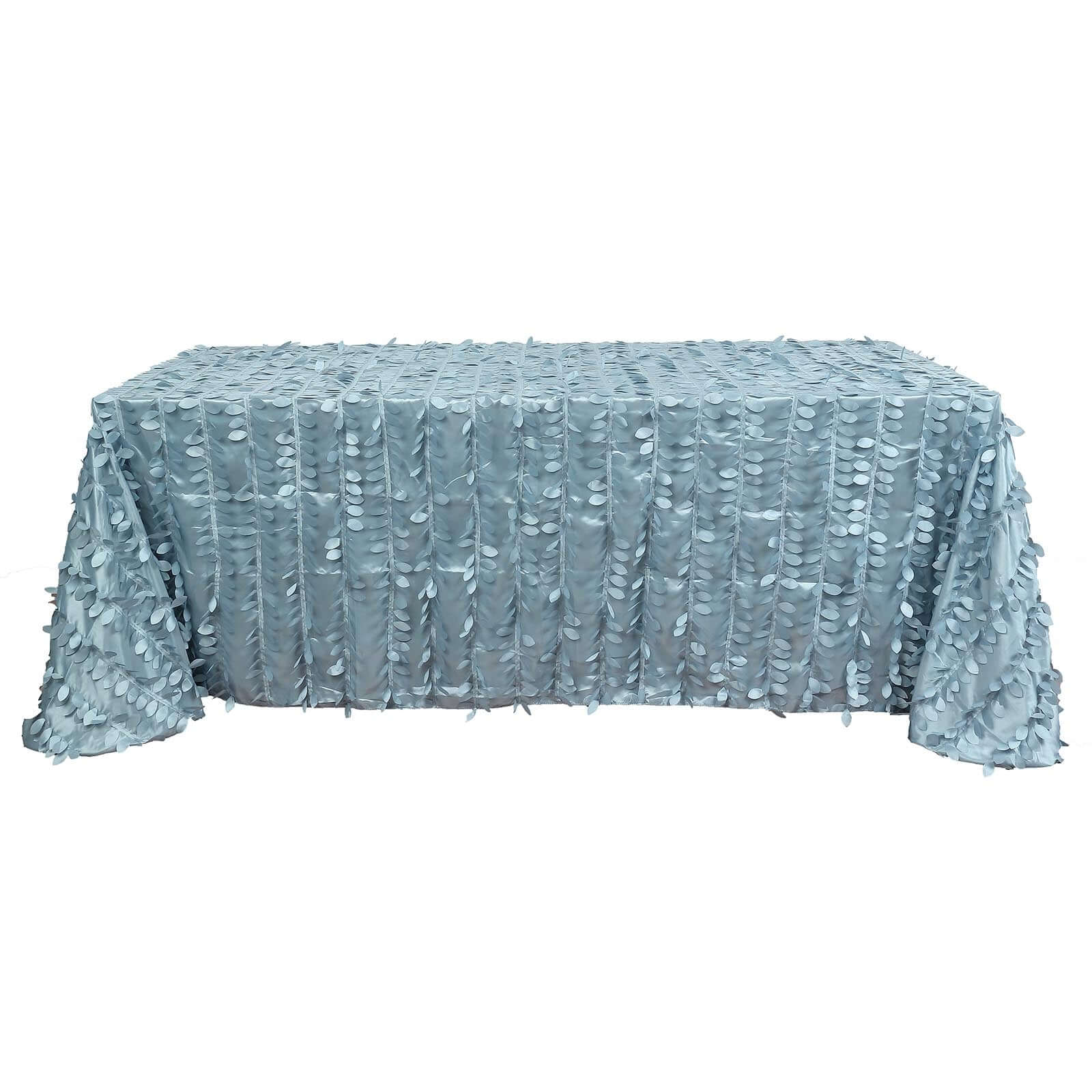 Taffeta 90"x132" Rectangle Tablecloth Dusty Blue | 3D Leaf Petal Design Seamless Table Cover