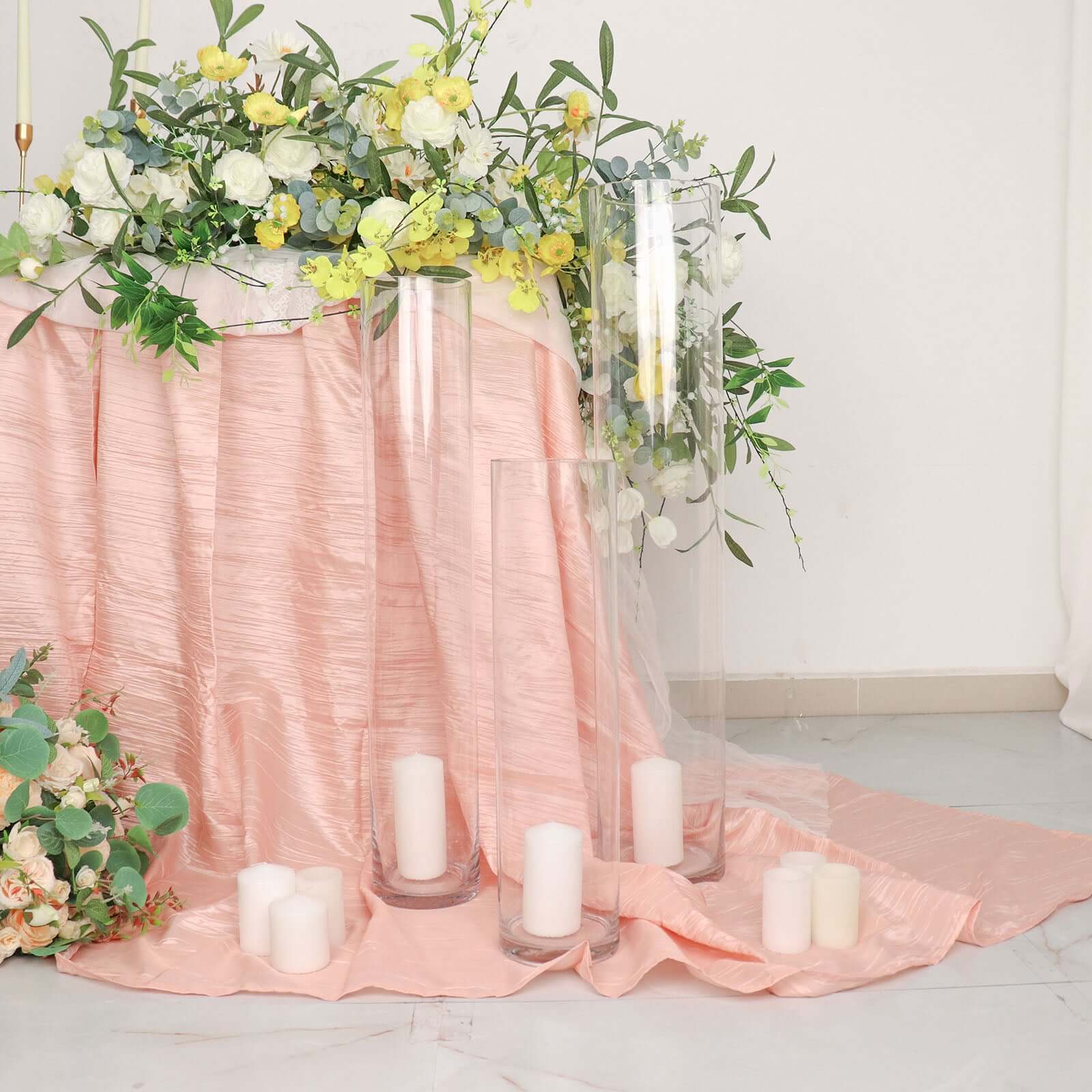 6-Pack Glass Flower Vases Cylinder Design Heavy Duty Clear - Stylish Centerpieces for Weddings 20"