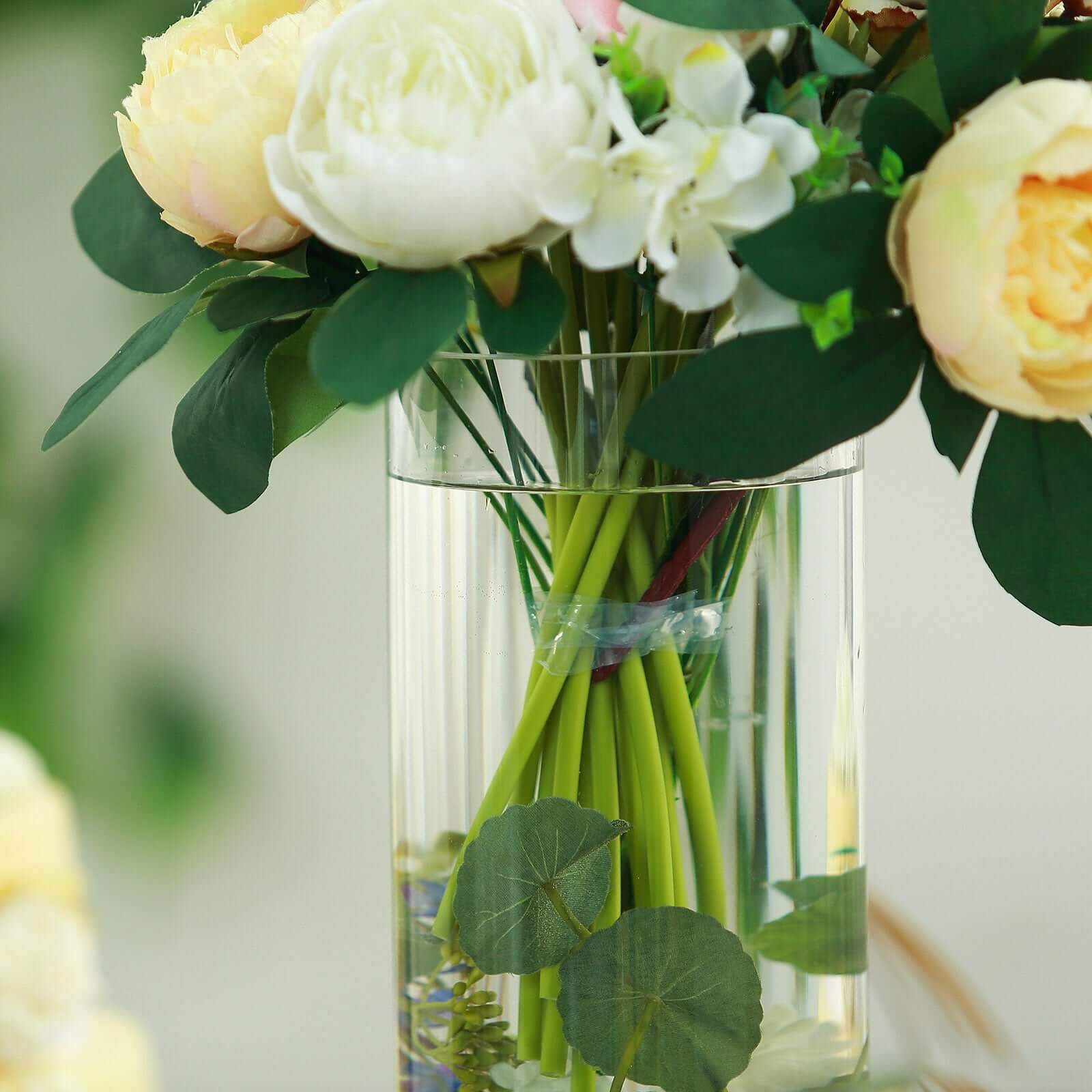 6-Pack Glass Flower Vases Cylinder Design Heavy Duty Clear - Stylish Centerpieces for Weddings 16"