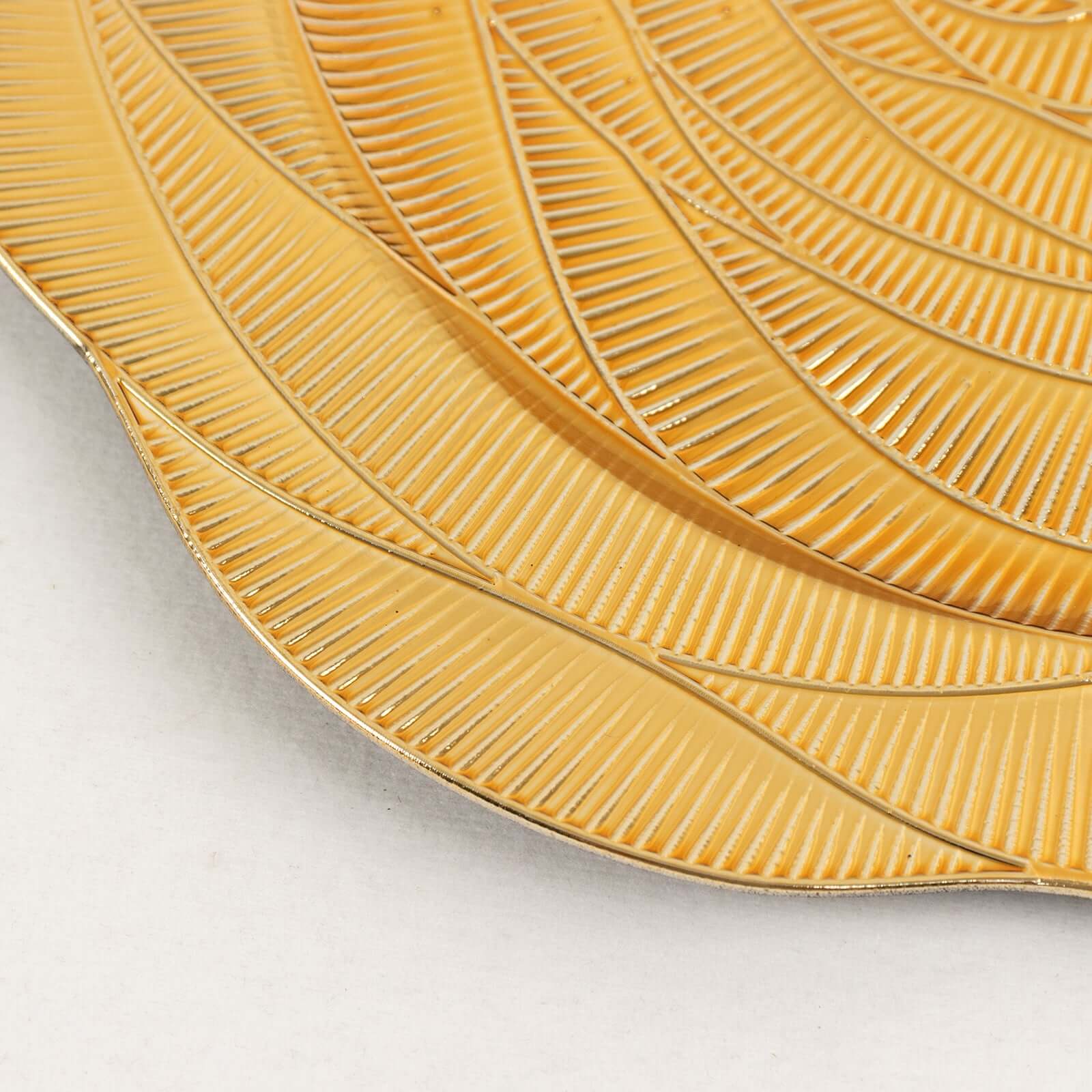 6-Pack Acrylic Round Charger Plates 13" in Metallic Gold with Ribbed Rose Pattern, Event Tabletop Decorative Charger Tableware