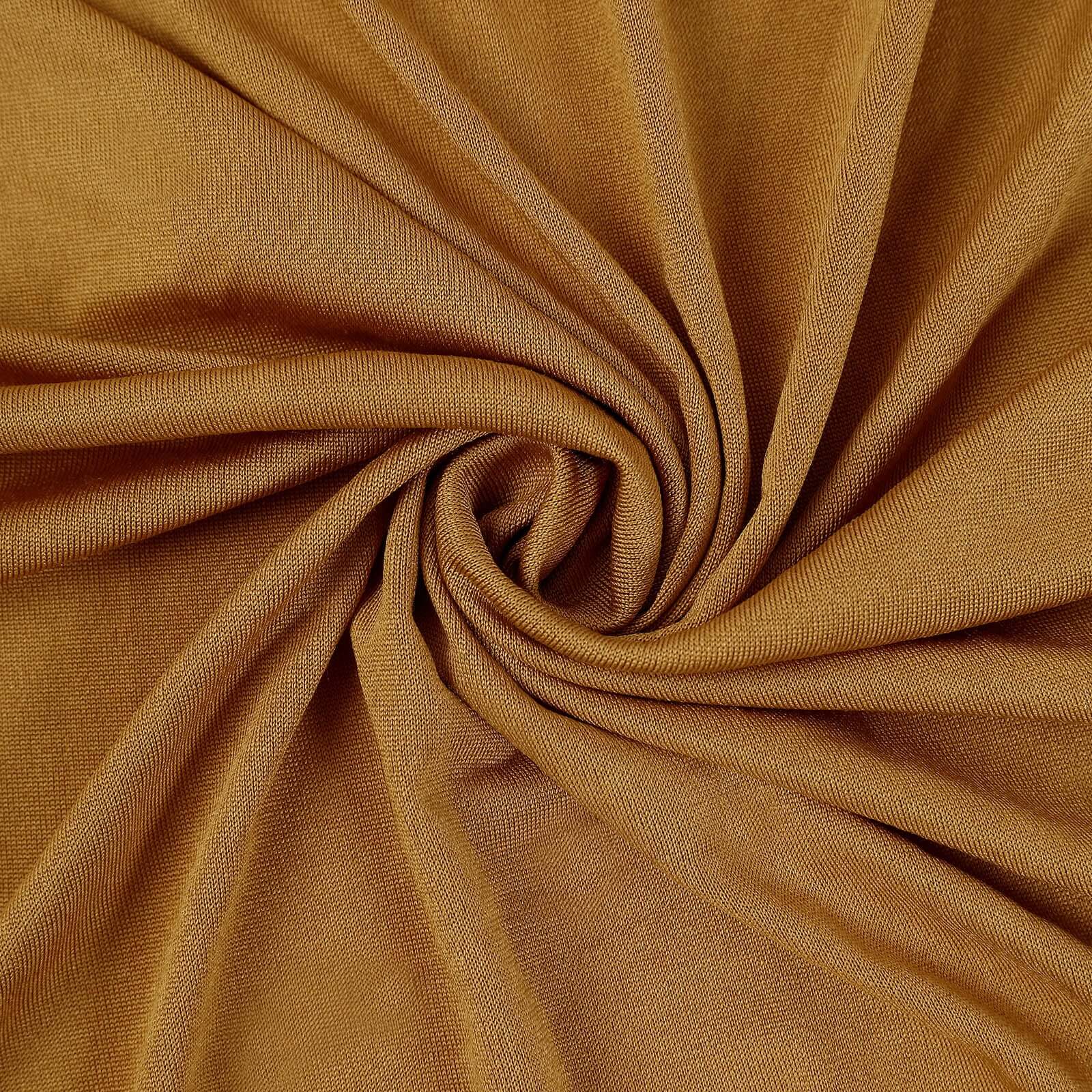 Spandex 32" Round Cocktail Table Cover Skirt Gold With Natural Wavy Drapes - Stylish & Sophisticated Event Decor