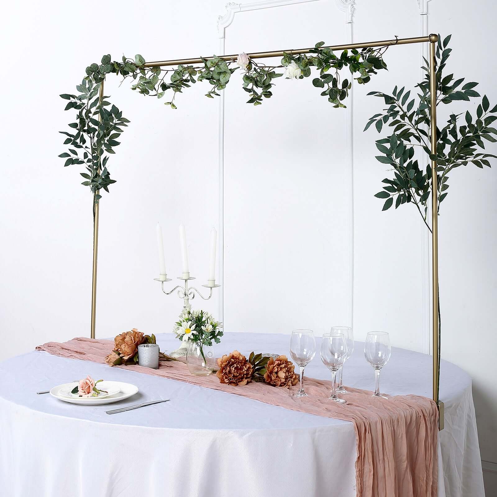 Over The Table Metal Rod Stand with Clamps Gold - Sturdy Adjustable Table Flower Arch Balloon Backdrop Frame Stand for Exquisite Event Setup & Decor 42"