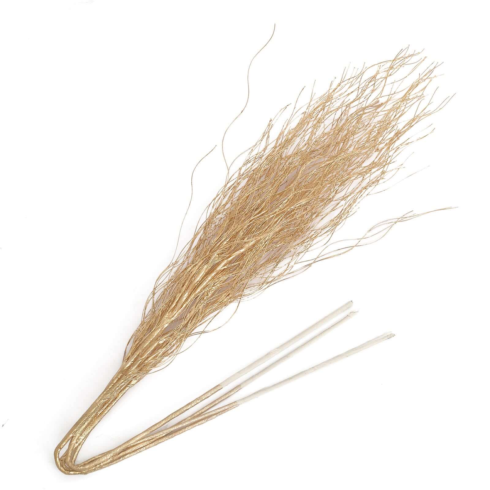 4-Pack Artificial Curly Willow Branches Metallic Gold - Decorative Bendable Long Stem Twig Sprays for Weddings Photo Shoots & Floral Designs 39"