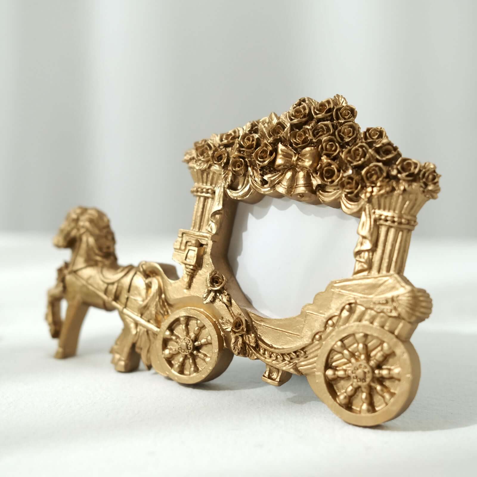 Picture Frame Resin Horse Carriage Design Gold - European Style Place Card Holder & Wedding Party Favor 7"