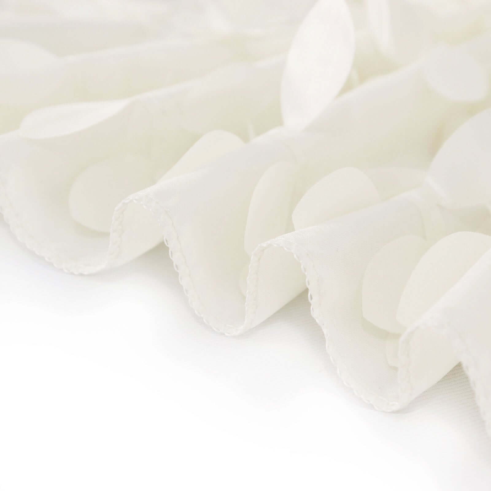 Taffeta 132" Round Tablecloth Ivory Leaf | 3D Leaf Petal Design Seamless Table Cover