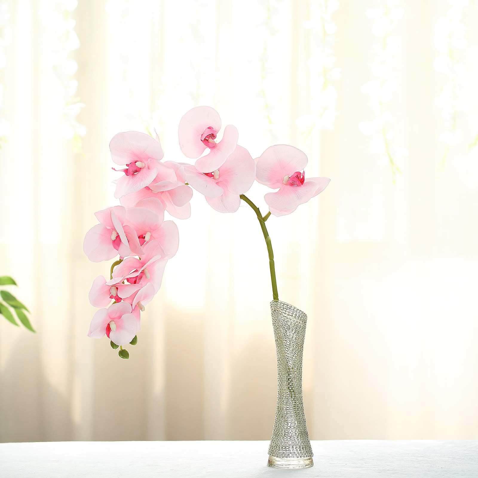 2 Stems 40" Tall Pink Artificial Silk Orchid Flower Bouquets
