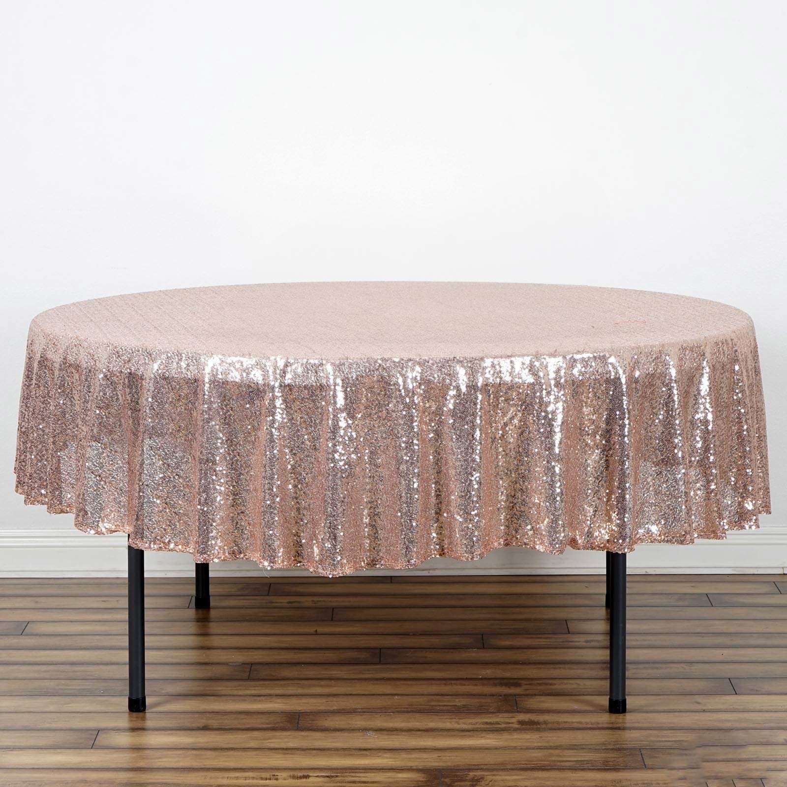 Sequin 90" Round Tablecloth Rose Gold - Glittering Finish Table Cover
