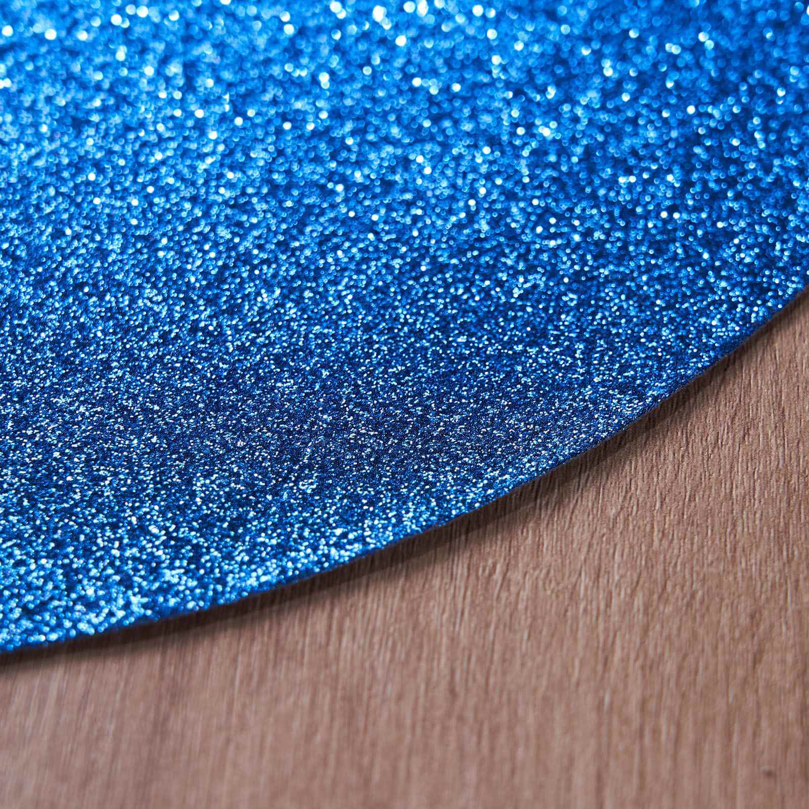 6-Pack Placemats Glitter Design Royal Blue Sparkle Round - Non-Slip Decorative Dining Table Mats 13"