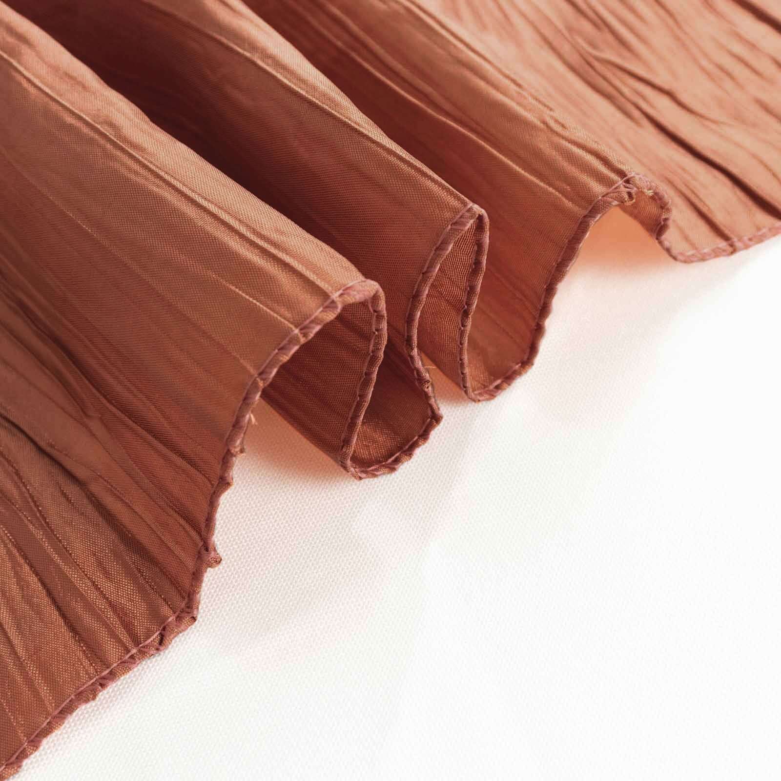 Taffeta 90"x90" Table Overlay Square Tablecloth Terracotta (Rust) - Accordion Crinkle Table Cover