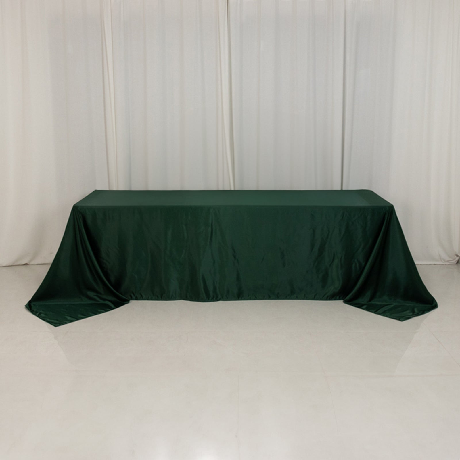 Lamour Satin 90"x156" Rectangle Tablecloth Hunter Emerald - Luxurious, Soft Seamless Table Cover