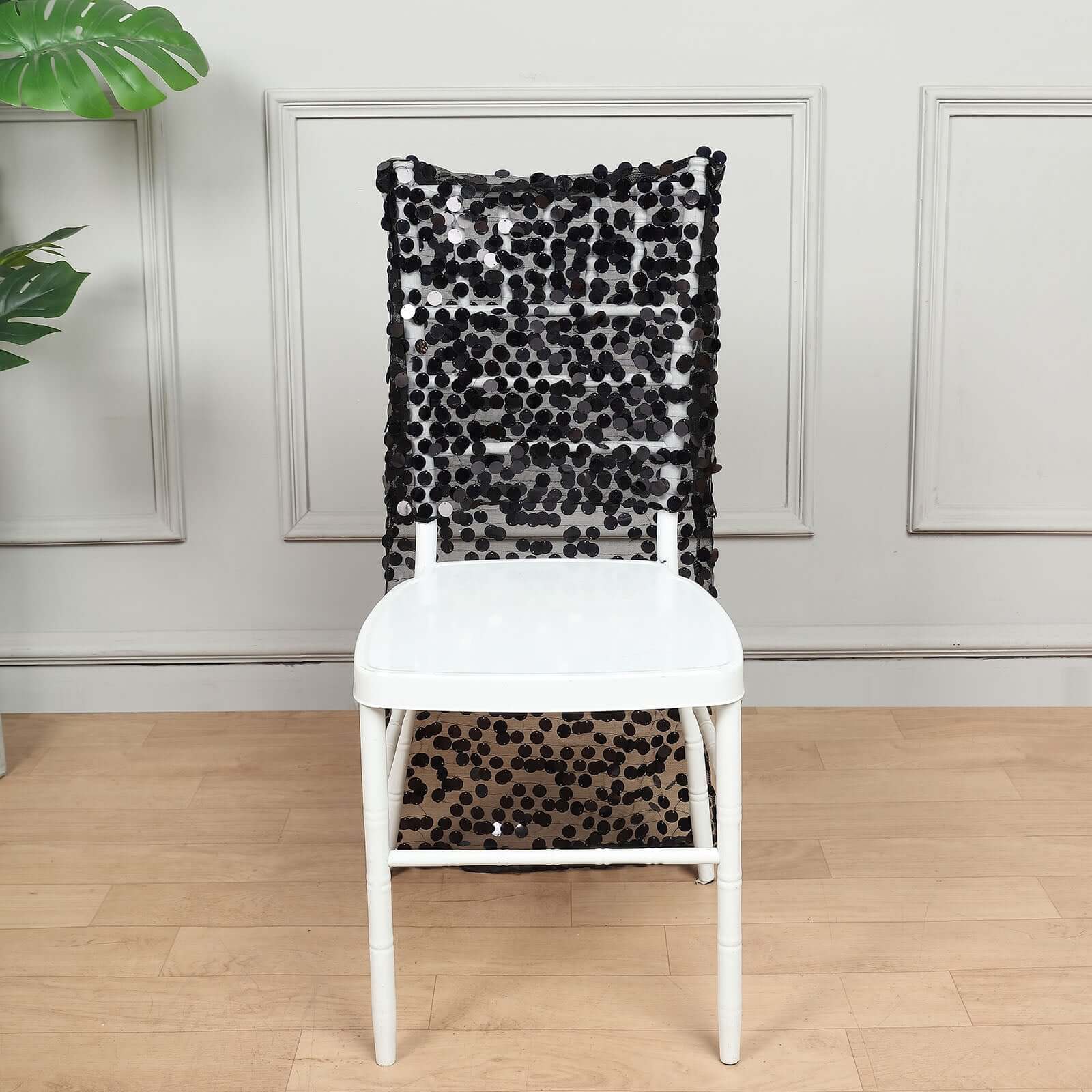 Sequin Chair Slipcover Big Payette Design for Chiavari Chairs Black - Glittering Chair Back Cover
