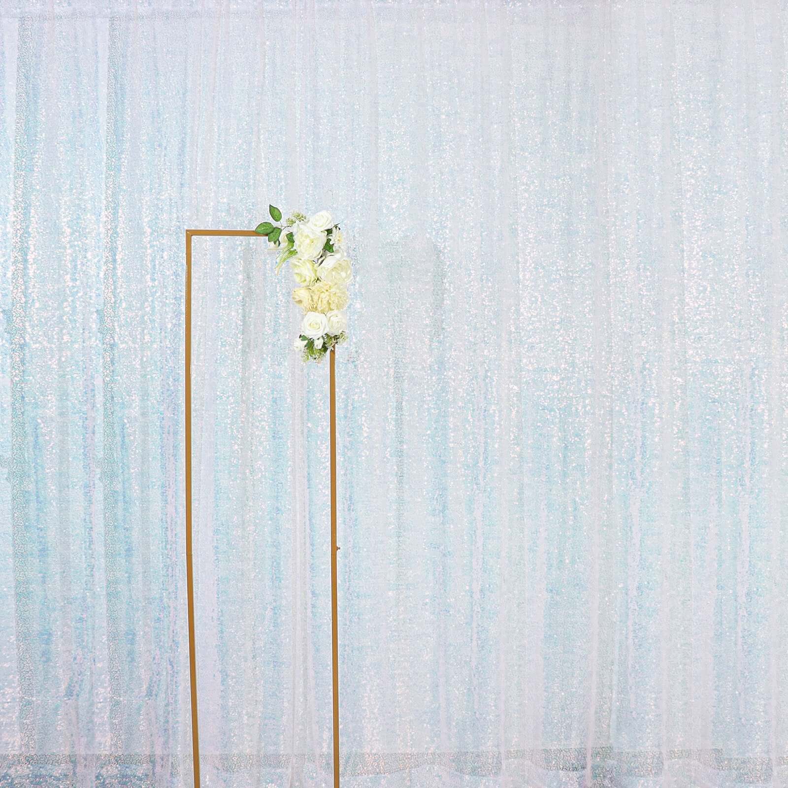 8ftx8ft Iridescent Blue Sequin Event Curtain Drapes, Backdrop Event Panel