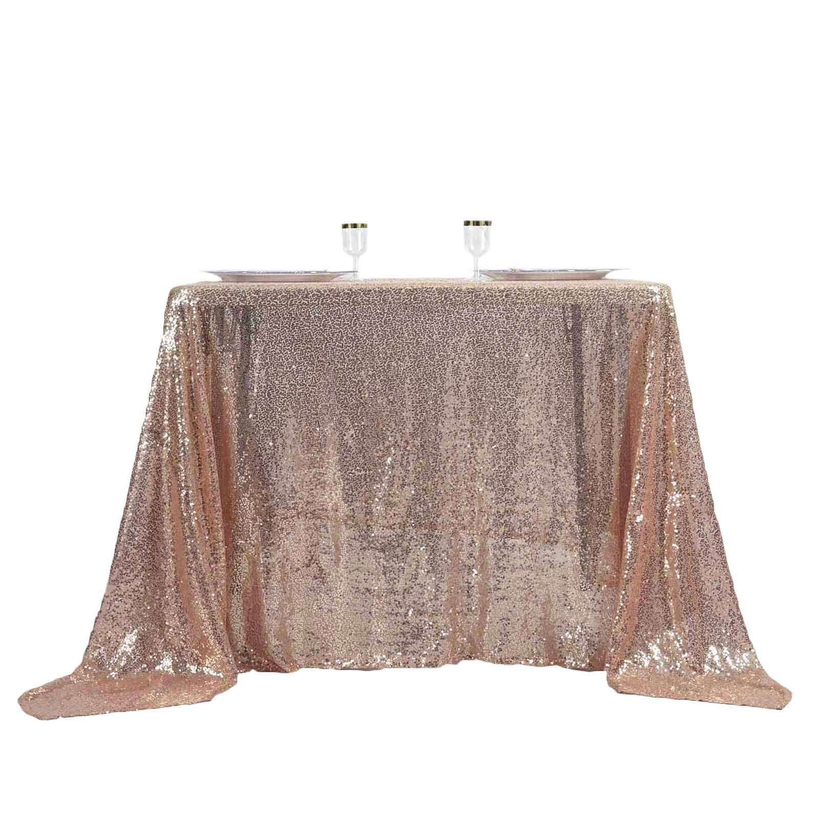 Sequin 90"x90" Table Overlay Square Tablecloth Blush - Sparkly Table Cover