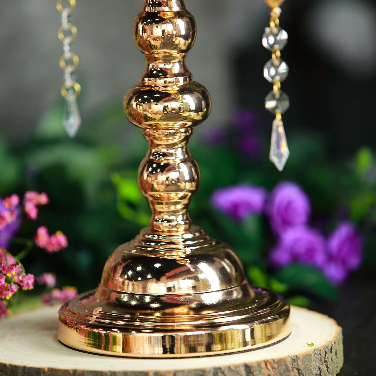 3-Arm Gold Candelabra Metal with Amber Glass Shades - Stylish Table Centerpiece for Gatherings