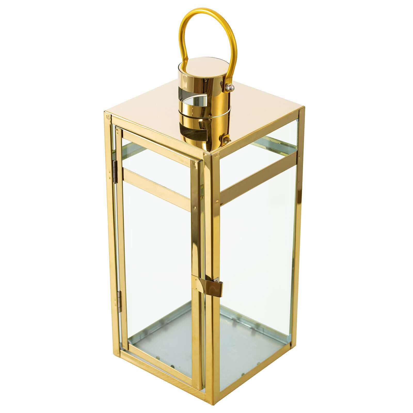 Stainless Steel Candle Lantern Vintage Top Design Gold - Outdoor Metal Patio Lantern Centerpiece 12"