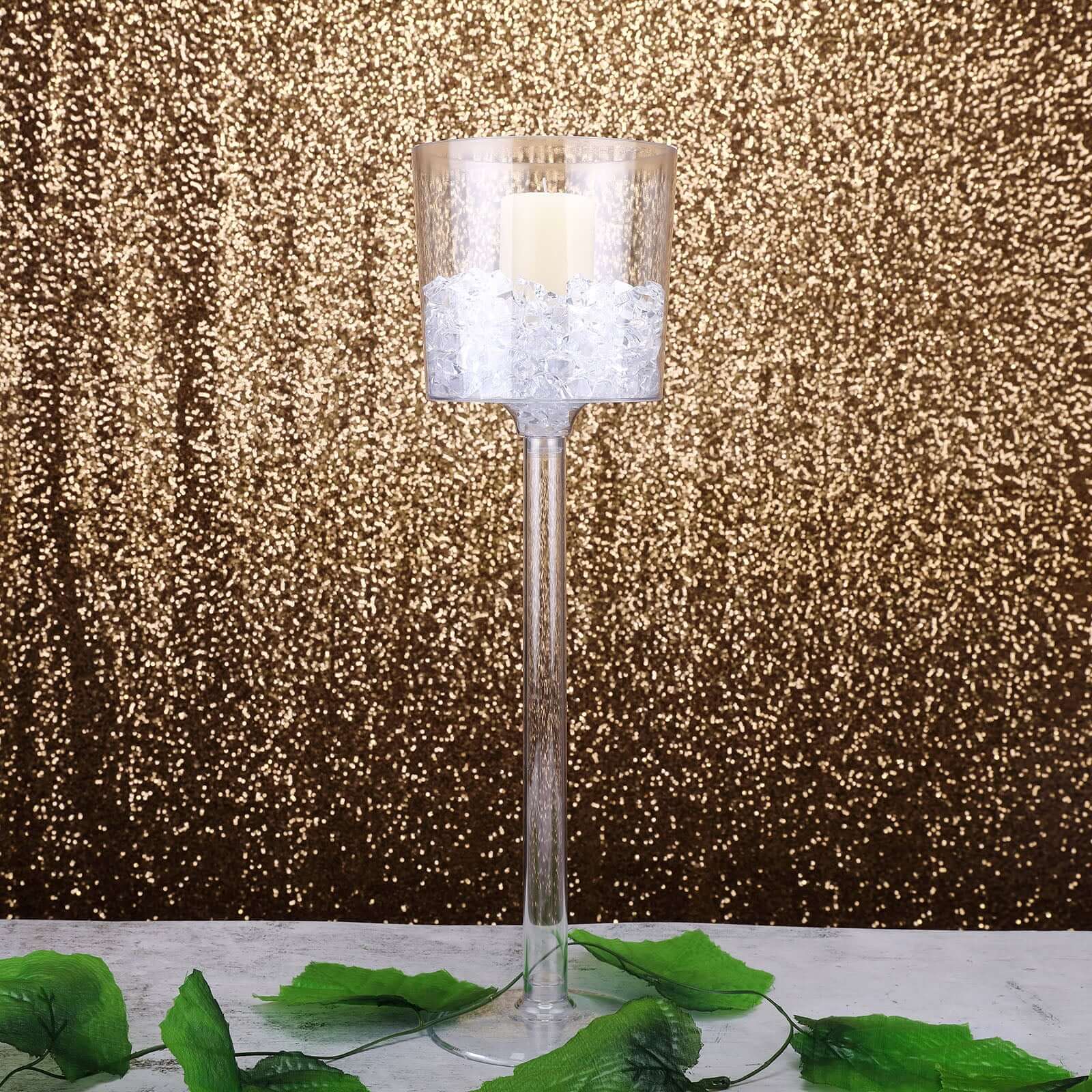 4-Pack Plastic Flower Vases Cylinder Wine Cup Design Clear - Fillable Long Stem Floral Centerpieces 18"