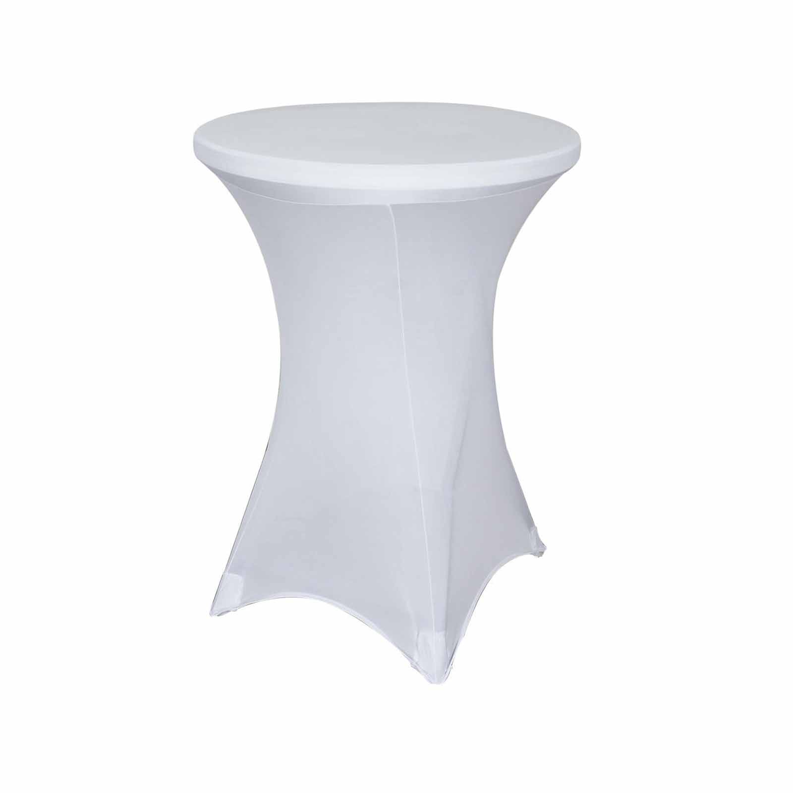 Spandex 24"-32" Round Cocktail Table Cover White - Easy to Maintain Stretch Fitted Highboy Tablecloth for Stylish Events