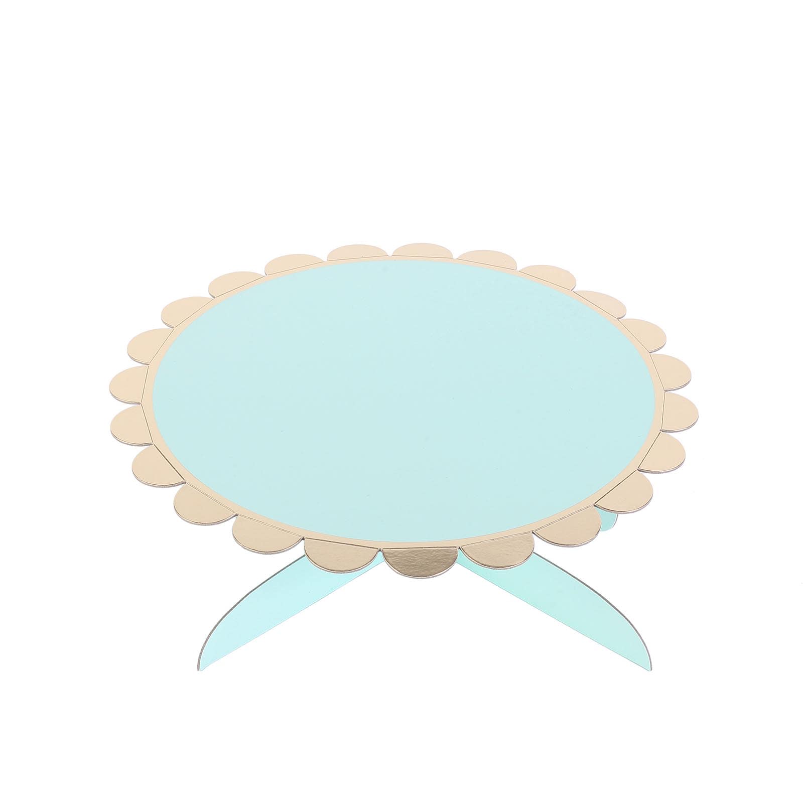 1-Tier Cardboard Cake Stand Mint - Stylish Reusable Cupcake Dessert Holder with Gold Scalloped Rim for Baby Showers Birthdays & Events 13"