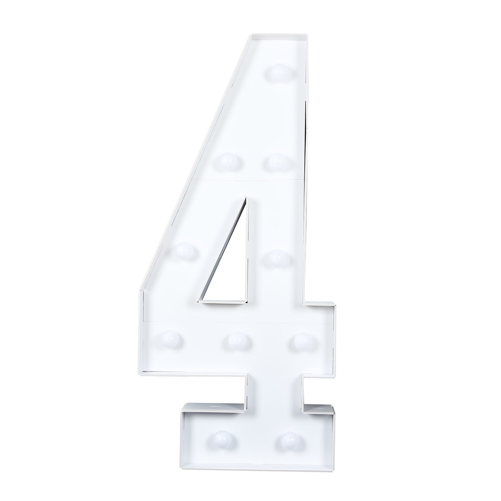 Giant LED Marquee Light Up Number "4", White 4ft Pre-Cut Foam Board with 10 Warm White Battery Operated LEDs, Glue Gun and Sticks