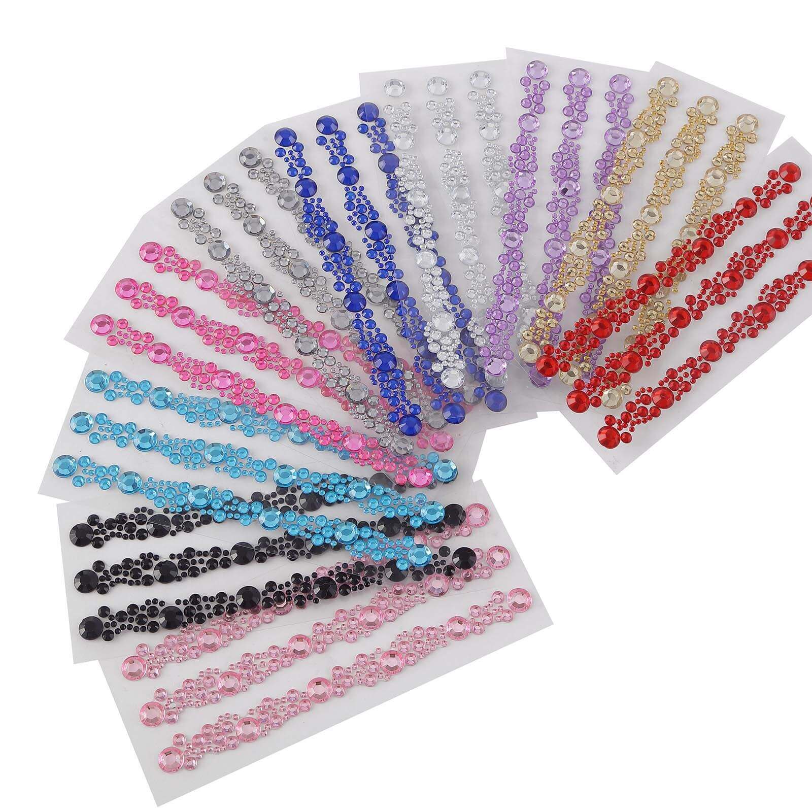 3 Pack Red Heptagon Self Adhesive Rhinestone Gem Craft Stickers
