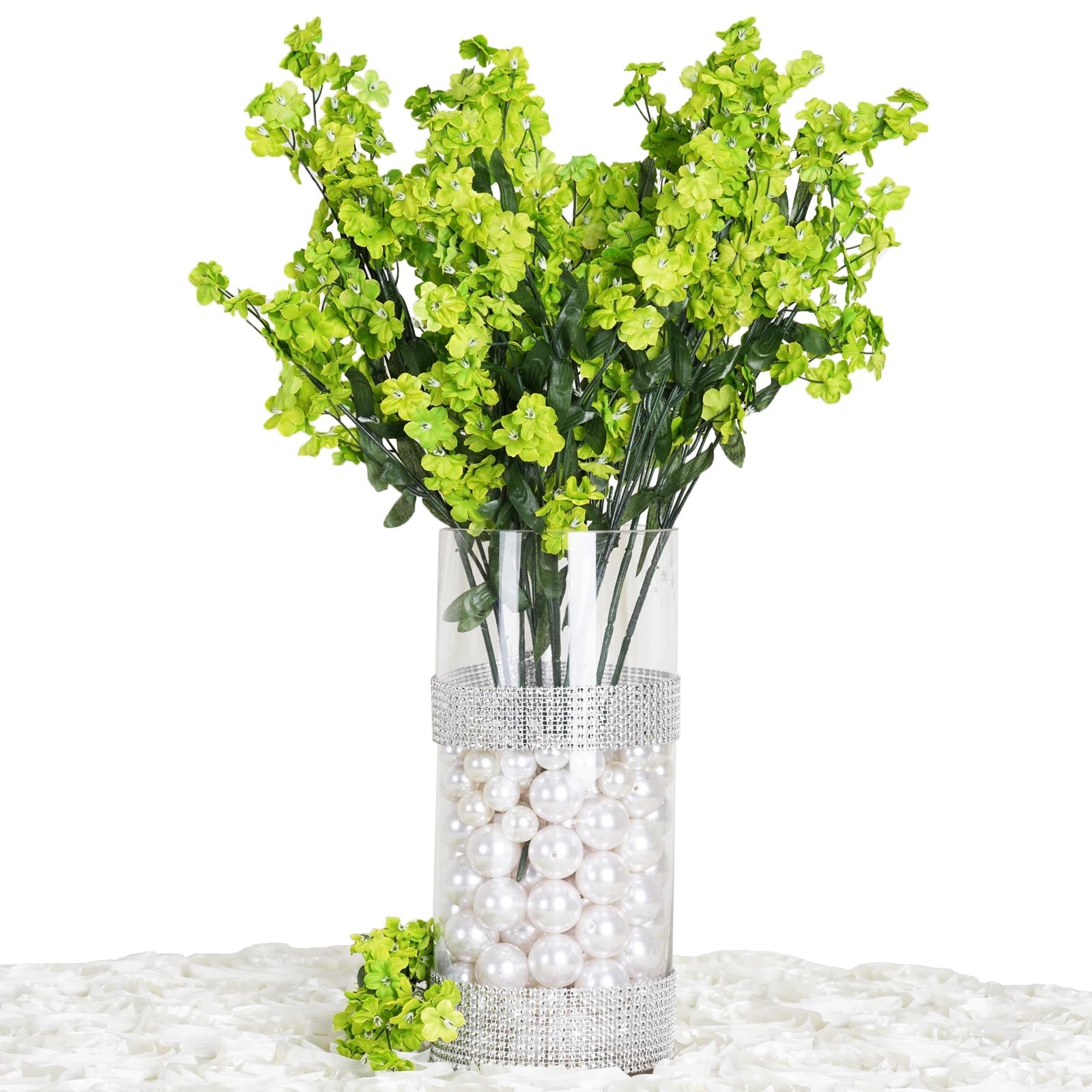 12 Stems Lime Artificial Silk Babys Breath Flower Bushes Spray