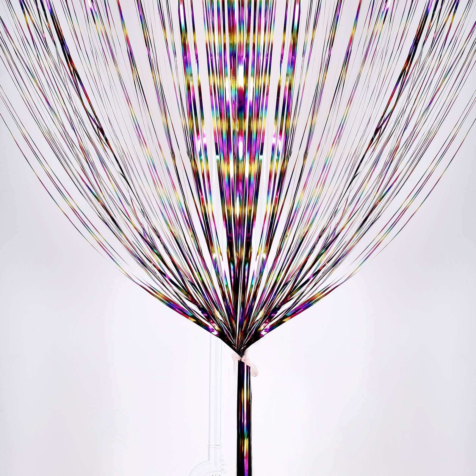 8ft Fiesta Rainbow Metallic Tinsel Foil Fringe Doorway Curtain Party Backdrop